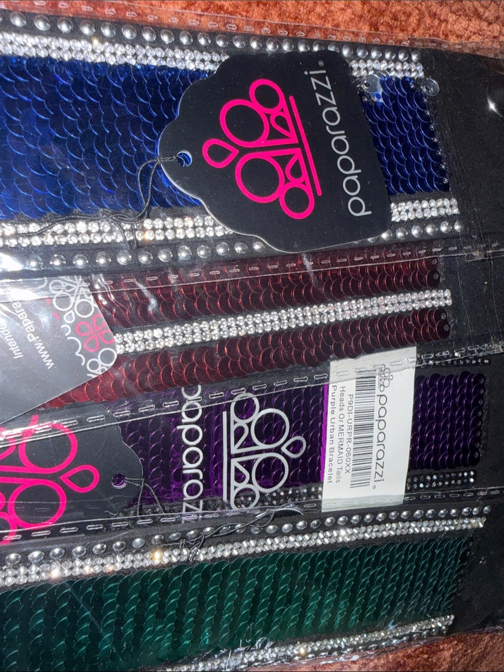 4 Sequin Bracelets — BLUE, RED, PURPLE & GREEN
